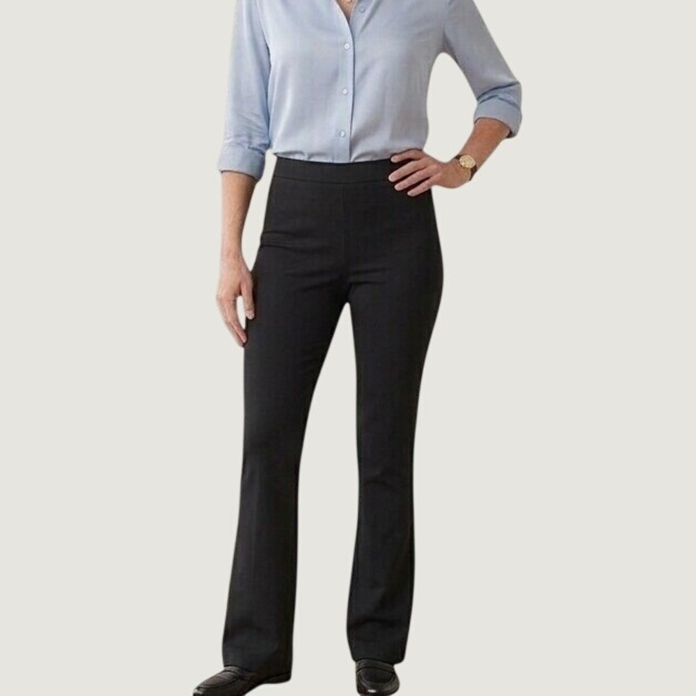 INC International Concepts Boot Leg Pull-On Pants Women's Size L Deep Black NWT